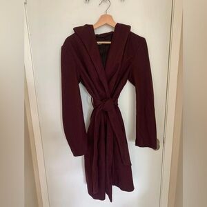 Maroon Hooded Trench Coat